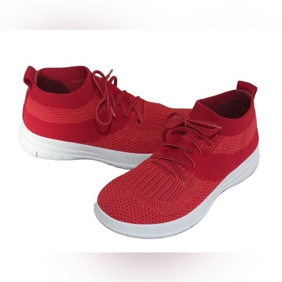 FitFlop | UBERKNIT Red HI-TOP Slip On Lace Up Sneakers | 7 - Picture 3 of 8